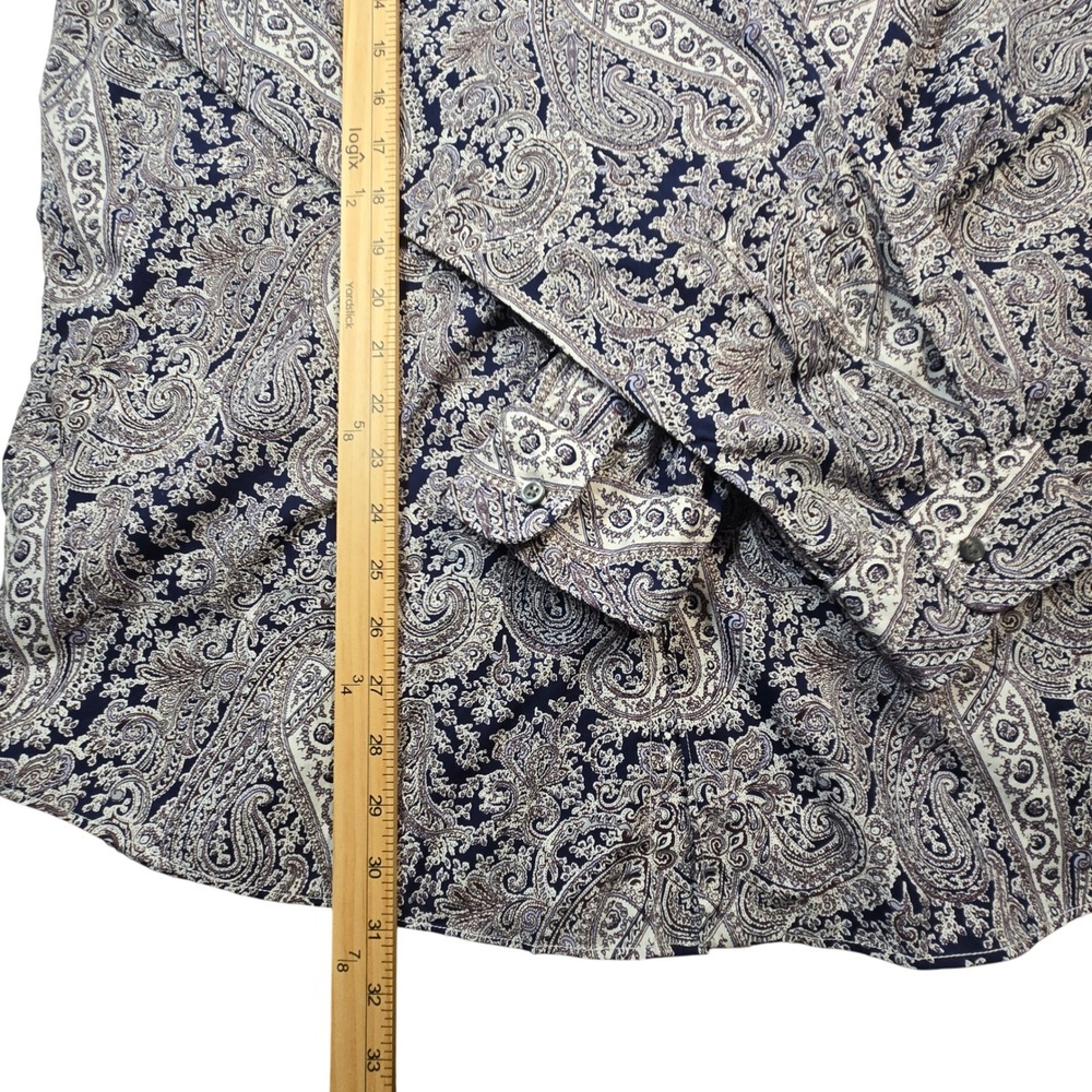 Cremieux Paradise Mens XL Navy White Paisley Print Long Sleeve Cotton Shirt NWT - Picture 9 of 10